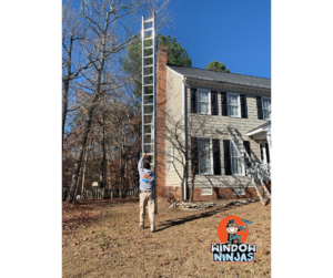 ladder to chimney exterior cleaning