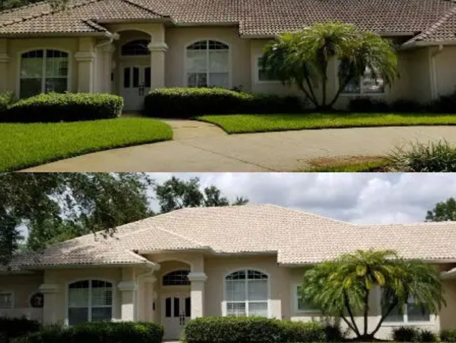 before and after house pressure washing