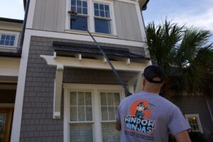 exterior window cleaning with extension pole