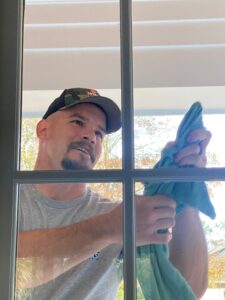 Traditional window cleaning by hand