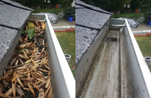 before and after gutter cleaning professionals dangerous clean gutters
